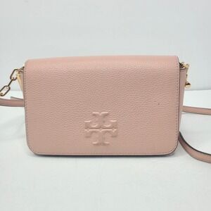 Tory Burch Thea Light Pink Magnolia Pebbled Leather Crossbody Bag Purse
